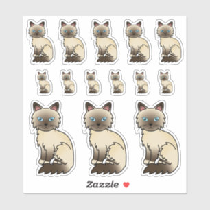 Sticker Chocolat Point Birman / Ragdoll Cute Cartoon Chats