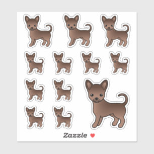 Sticker Chocolat Smooth Coat Chihuahua Cute Cartoon Chiens