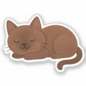 Sticker Chocolate Brown Cat – Adorable Sleeping Kitty (Recto)