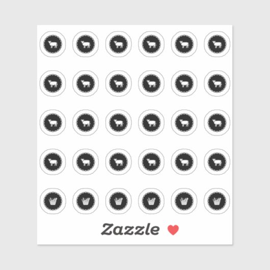 Sticker Choix de repas de mariage bœuf noir et végétarien (Feuille)