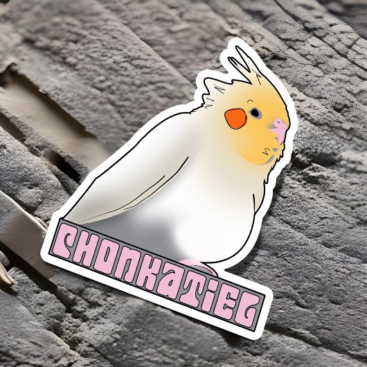 Sticker Chonkatiel Funny Cockatiel Cute Fluffy Pudgy Bird