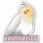 Sticker Chonkatiel Funny Cockatiel Cute Fluffy Pudgy Bird (Devant)