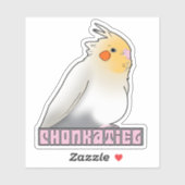 Sticker Chonkatiel Funny Cockatiel Cute Fluffy Pudgy Bird (Feuille)