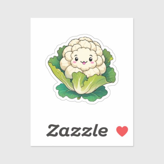 Sticker Chou-fleur Kawaii (Feuille)