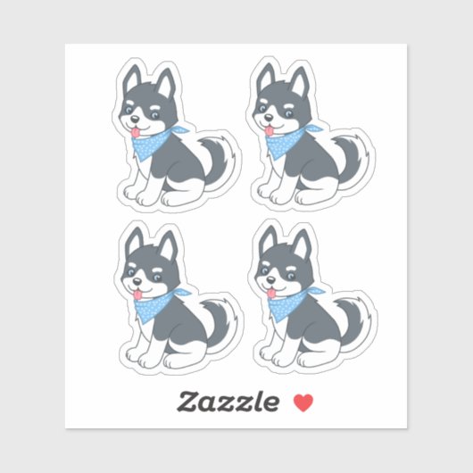 Sticker Chou Husky Chien Chien 4 (Feuille)