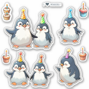 Sticker Chou Penguins Scrapbook Anniversaire