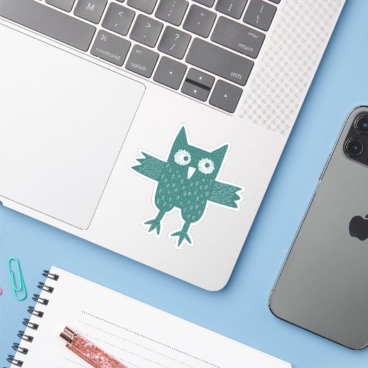 Sticker Chouette (Ordinateur portable avec iPhone)
