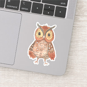 Sticker Chouette à vis à aquarelle adorable