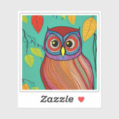 Sticker Chouette Abstraite aux couleurs éclatantes (Feuille)