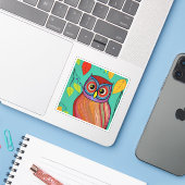 Sticker Chouette Abstraite aux couleurs éclatantes (Ordinateur portable avec iPhone)