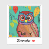 Sticker Chouette Abstraite aux couleurs éclatantes (Feuille)