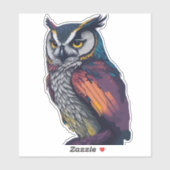 Sticker Chouette aux couleurs vives (Feuille)