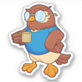 Sticker Chouette avec tasse de café (Devant)