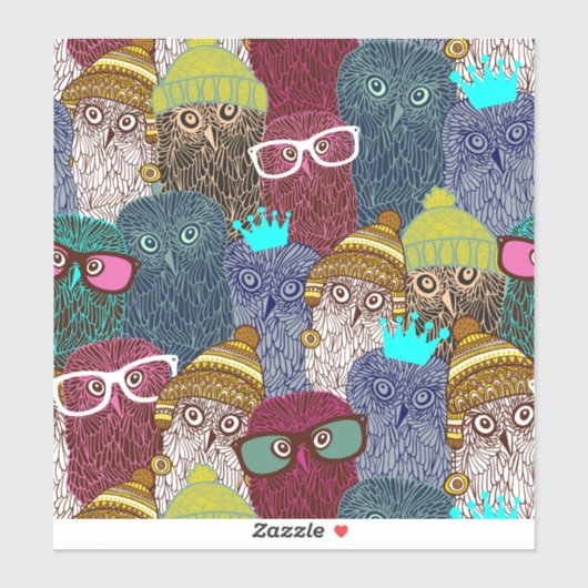 Sticker Chouette dans la couronne (Feuille)