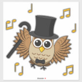 Sticker Chouette dansante mignonne avec notes musicales De (Feuille)