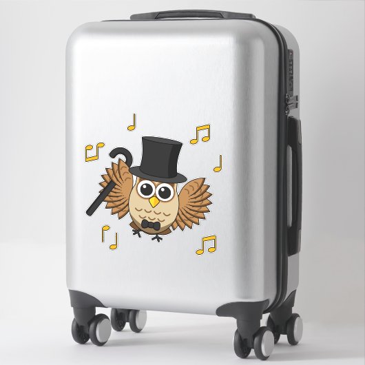 Sticker Chouette dansante mignonne avec notes musicales De (Sur valise)