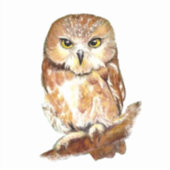 Sticker Chouette d'aquarelle Oiseau Faune Nature Art (Devant)