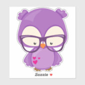 Sticker Chouette de la Saint-Valentin, Chouette pourpre, L (Feuille)