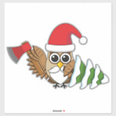 Sticker Chouette de Noël avec renard et pin (Feuille)