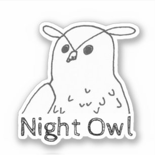 Sticker Chouette de nuit Oiseau dessiné à la main Chouet