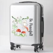 Sticker Chouette des bois Aquarelle florale Soyez paisible (Sur valise)