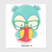 Sticker Chouette d'hiver, Hipster Owl, Chouette avec lunet (Feuille)