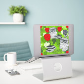 Sticker Chouette en roses rouges (Ordinateur portable sur le bureau)