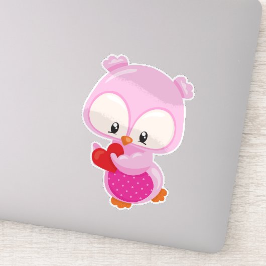 Sticker Chouette mignonne, Petite Chouette, Coeurs, Chouet (Détail)