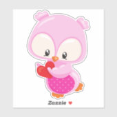 Sticker Chouette mignonne, Petite Chouette, Coeurs, Chouet (Feuille)