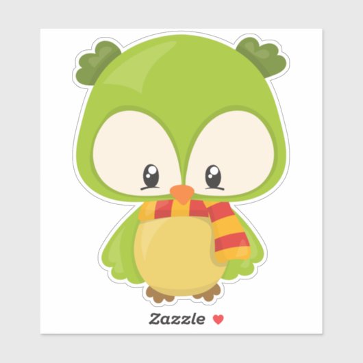 Sticker Chouette mignonne, Petite Chouette, Petite Chouett (Feuille)