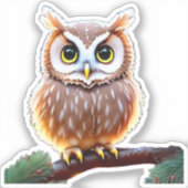 Sticker Chouette 🦉 mignonne Whimsical Wildlife Bird, Natu (Recto)