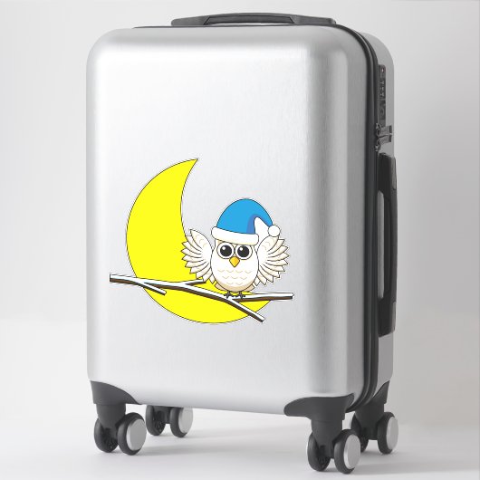 Sticker Chouette neigeuse dans une nouvelle nuit d'hiver s (Sur valise)