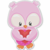 Sticker Chouette, Petite Chouette, Chouette En Amour, Coeu (Devant)