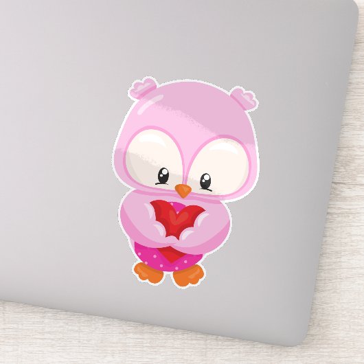 Sticker Chouette, Petite Chouette, Chouette En Amour, Coeu (Détail)