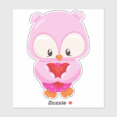 Sticker Chouette, Petite Chouette, Chouette En Amour, Coeu (Feuille)