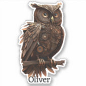 Sticker Chouette Steampunk Avec Votre Nom (Devant)