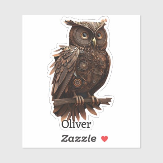 Sticker Chouette Steampunk Avec Votre Nom (Feuille)