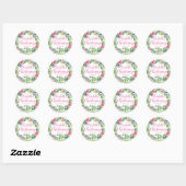 Sticker Christening Personnalisé avec Fleurs Roses (Feuille)