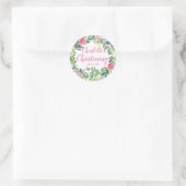 Sticker Christening Personnalisé avec Fleurs Roses (Sac)