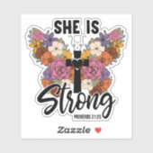 Sticker Christian Proverbs 31 Woman Butterfly Flowers  (Feuille)