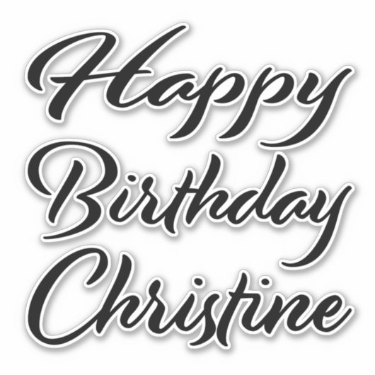 Sticker Christine Name Prénom Anniversaire de la Broderie (Devant)
