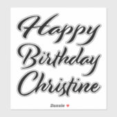 Sticker Christine Name Prénom Anniversaire de la Broderie (Feuille)