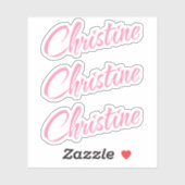 Sticker Christine Nom décoratif en rose x3 (Feuille)