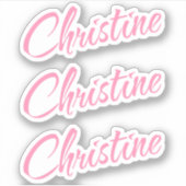 Sticker Christine Nom décoratif en rose x3 (Devant)