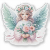 Sticker Christma Angel Ailes et Fleurs (Devant)