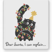 Sticker Christmas Aesthetic Santa Cat Cute Funny (Devant)