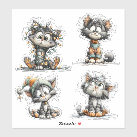 Sticker Christmas Cat (Feuille)