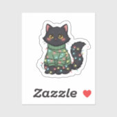 Sticker Christmas Cat – Cute Black Cat Holiday Desig (Feuille)