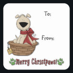Sticker - Christmas Chien Pooch Tags cadeaux<br><div class="desc">Mignonne Christmas Pooch vous souhaite un "Joyeux Noël! Balises cadeaux pour vos colis,  ou utilisation sur enveloppes. Modifiez le texte si vous le souhaitez !</div>