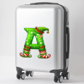 Sticker Christmas Elf Letter A Cartoon Character (Sur valise)